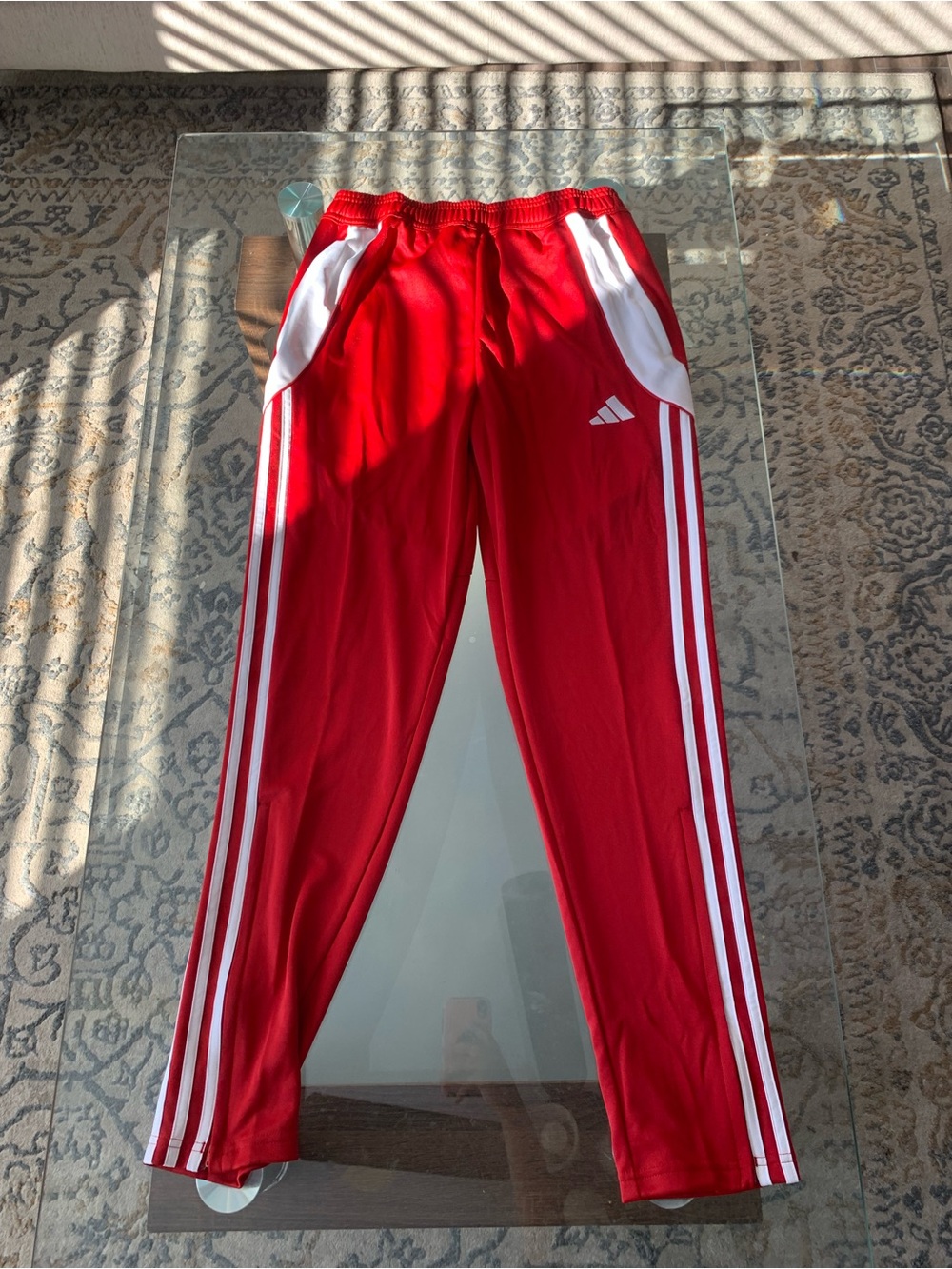 Red Kids Joggers with White Stripe Accent